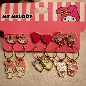 3 stud and 3 dangle earrings